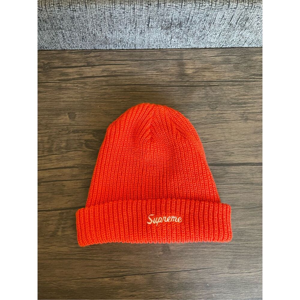Supreme Orange Knit Beanie - Logo Cuff Hat